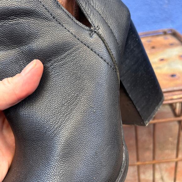 jeffrey campbell black leather block heel ankle bootie - Picture 9 of 11